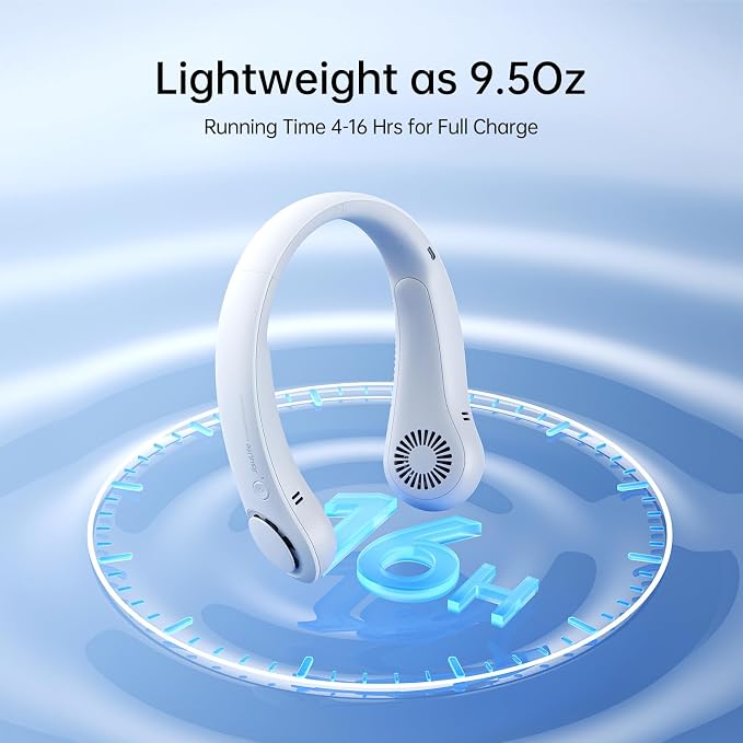 JISULIFE Portable Neck Fan, Hands-Free Bladeless, 5 Speeds, 4000 mAh Battery - Image 5