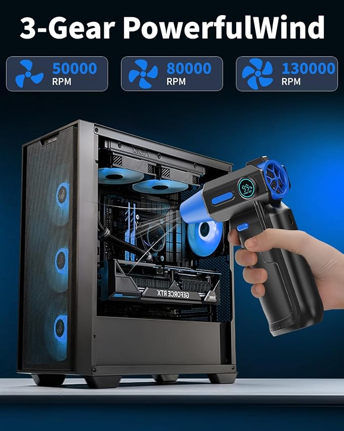 Compressed Air Duster-130000RPM Electric Air Duster, 3 Gear Adjustable - Image 3