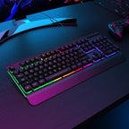 RisoPhy Gaming Keyboard, 104 Keys All-Metal Panel, Rainbow LED Backlit Silent - Image 7