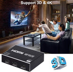 1x3 HDMI Splitter, 1 in 3 Out HDMI Splitter Audio Video Distributor Box Support - Image 6