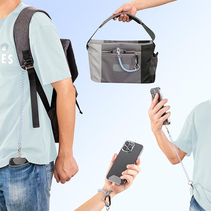 SHANSHUI Phone Tether, 4 x Tether Pacthes & Carabiner Clips Universal Cellphone - Image 2