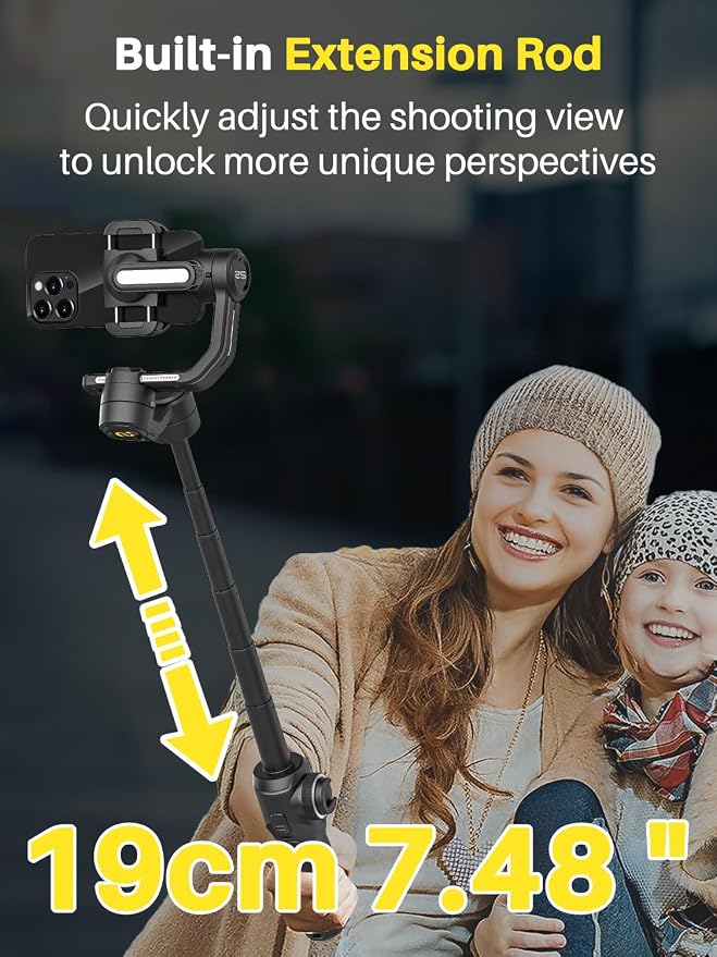 Professional Gimbal Stabilizer for Smartphone, Built-in 18CM Extension Rod and - Image 3