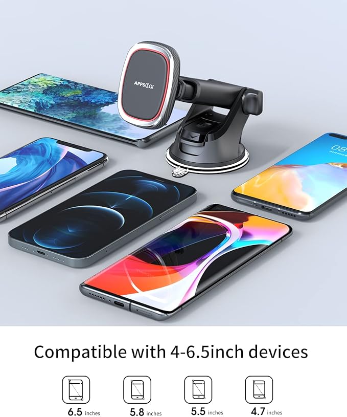 APPS2Car Magnetic Phone Mount, Dashboard Windshield Suction Cup Car Phone - Image 5