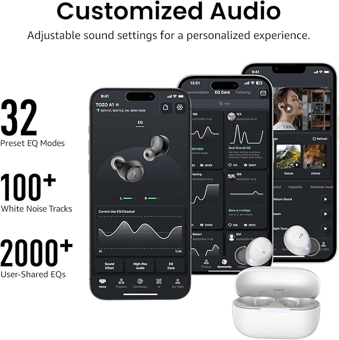 TOZO A1 Wireless Earbuds Bluetooth 5.3 Light Weight in Ear IPX5 Waterproof - Image 8