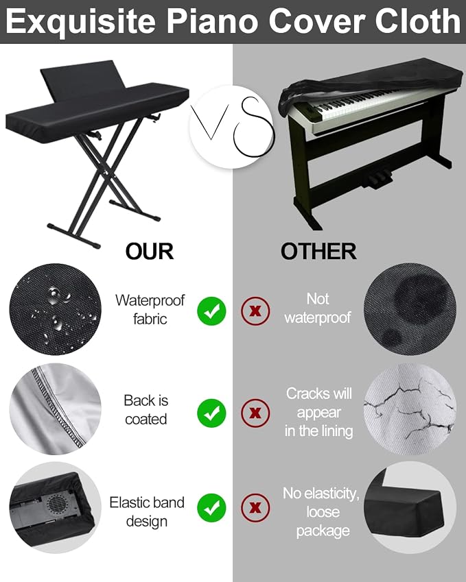 Elastic Lock Music Keyboard Dust Protector Cover - Image 2