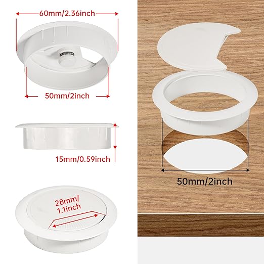 Desk Grommet 2 inch8 Pcs, Desk Hole Grommet, Cable Grommet, Desk Hole Cover - Image 2