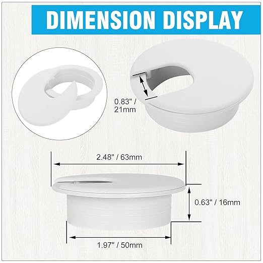 2" White Desk Grommet, JTemgle Plastic Cable Hole Cover Computer Table Cord - Image 5