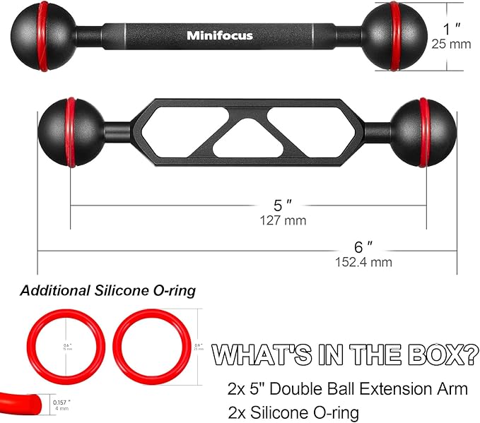 MINIFOCUS 5" Double Ball Aluminum Extension Arm, Waterproof and Rustproof - Image 4