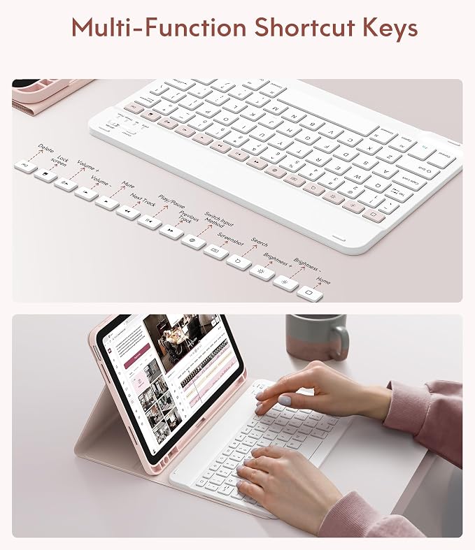 CHESONA Keyboard Case for iPad 11th/10th Generation, Detachable Wireless - Image 5
