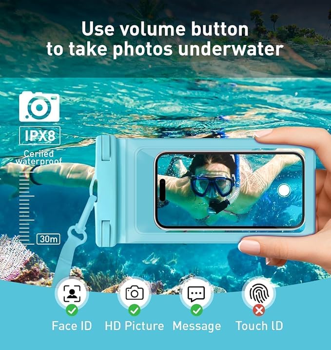 Waterproof Phone Case, with Inside Card Pack, IPX8 Under Water Phone Bag - Image 4