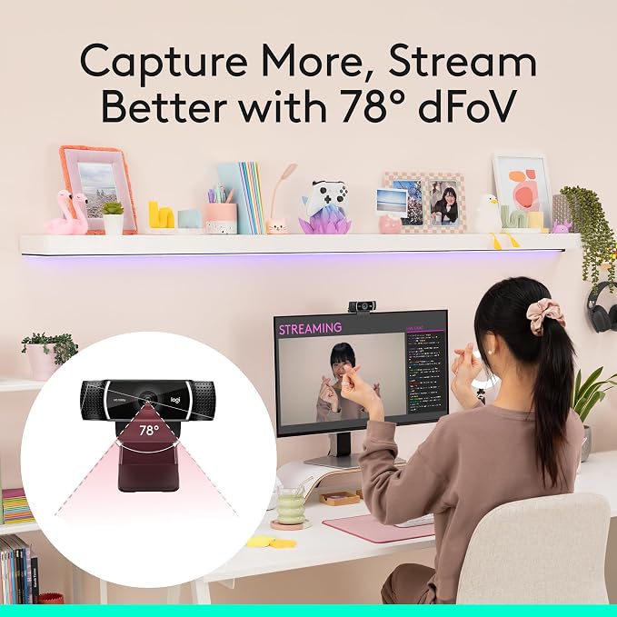 Logitech C922x HD Pro Webcam, Full HD 1080p/30fps Video, HD Light Correction - Image 10