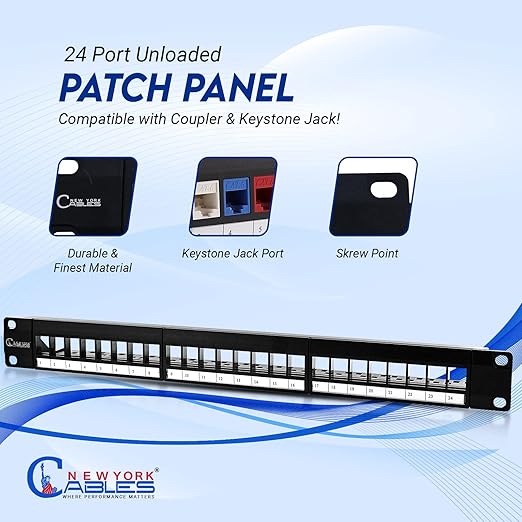 NewYork Cables® Blank Keystone 24 Port Cat6 Patch Panel - Image 4