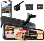 60FPS 9.2″ OEM Rear View Mirror Camera, Dash Cam, Detached Front Lens, Digital by Sinjet