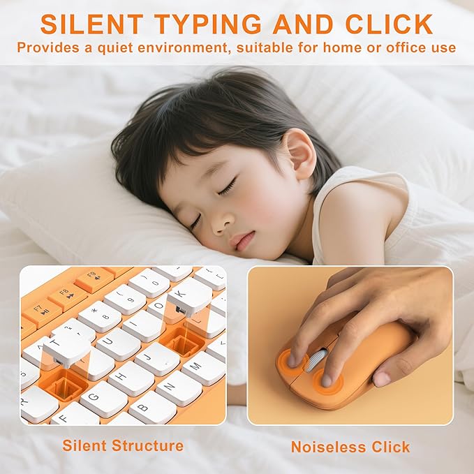 Wireless Keyboard and Mouse Combo, Full-Sized Wireless Keyboard and Adjustable - Image 3