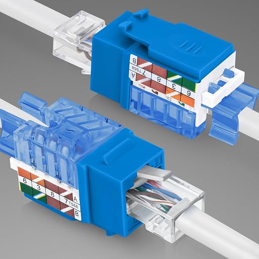 Everest 45° Angled RJ45 Cat5e Keystone Jacks 20-Pack in Blue - Image 8