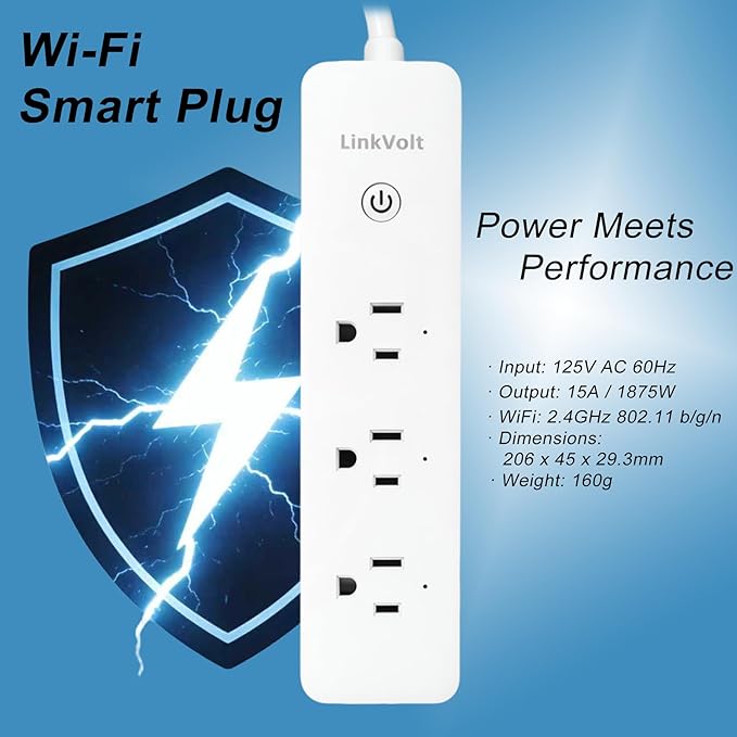 LINKVOLT Smart Power Strip WiFi Surge Protector Alexa Google Home Voice Control - Image 2