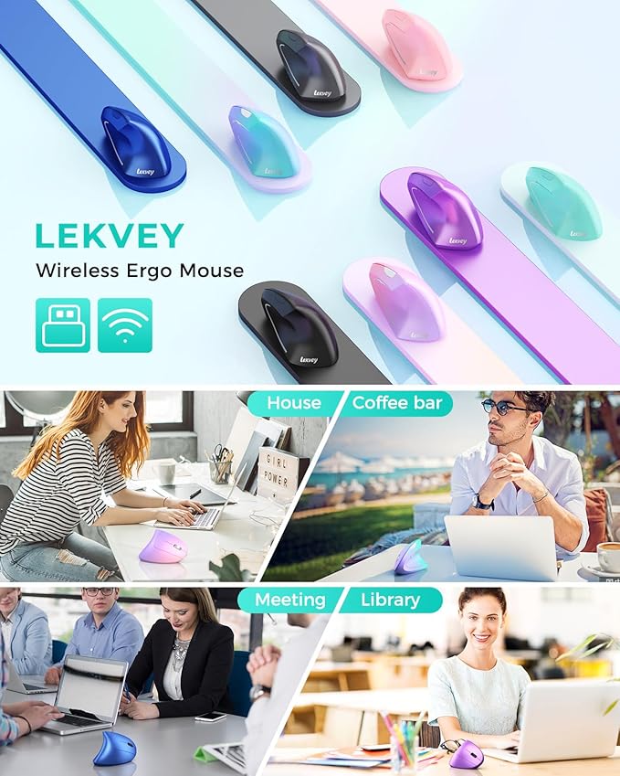 Lekvey Ergonomic Mouse, Vertical Wireless Mouse Rechargeable 2.4 GHz Optical - Image 7