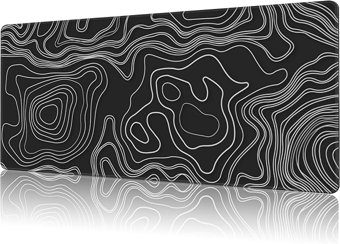 Mouse Pad Large Topographic Map Lines Non-Slip Game Desk Mat by NIYLYNSYN