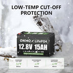 OKMO 12V 15Ah LiFePO4 Lithium Battery 12.8V, 4000+ Deep Cycles rechargeable - Image 3