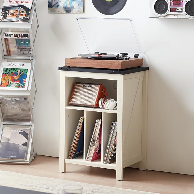Record Player Stand with Vinyl Record Storage Holds up to 160 Albums, Large - Image 3