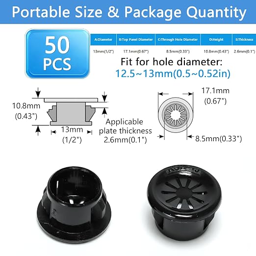 50 Pcs Cable Grommet, Snap Bushing 1/2" Mounting Diameter, Flexible - Image 9