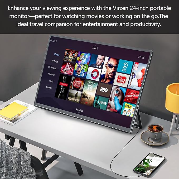 24'' Large Portable Monitor, FHD 120HZ 120% SRGB IPS USB-C HDMI Work Home - Image 8
