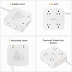 TESSAN Flat Plug Extension Cord, 5 Ft Surge Protector Power Strip - Image 7