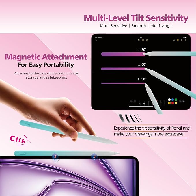 Stylus Pen for iPad, 14Mins Fast Charge for Apple Pencil, Palm Rejection - Image 5