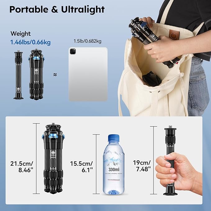 SIRUI Lightweight Carbon Fiber Mini Travel Tripod - Image 2