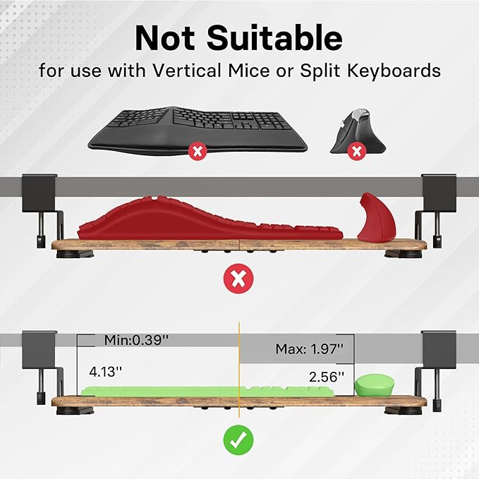 BONTEC KMT01 Under Desk Keyboard Tray, Pull-Out Keyboard & Mouse Platform - Image 6