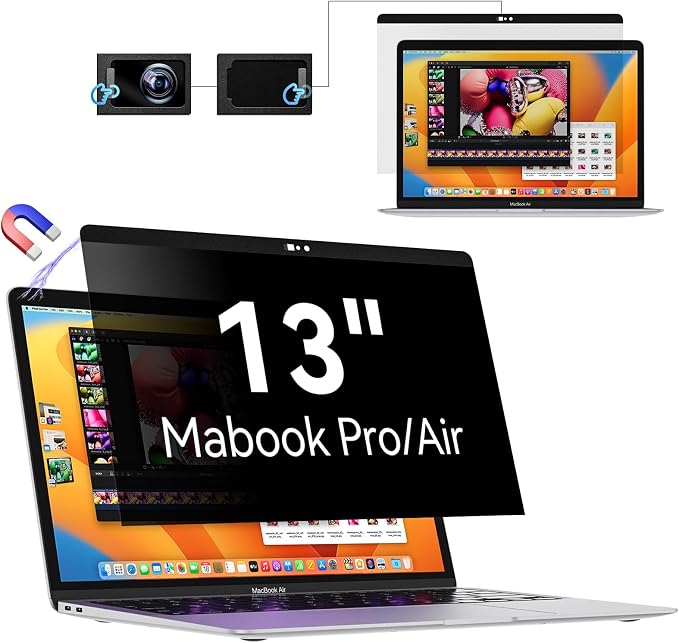 Privacy Screen MacBook Pro 13 Inch/MacBook Air 13 in, Magnetic Removable Anti by Protescreen