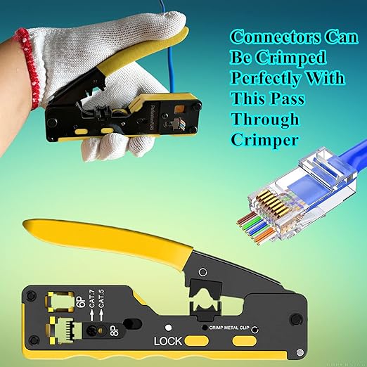 100-PACK Cat5 Cat5e Cat6 RJ45 Pass Through Connectors Ends, 1.1mm Unshielded - Image 6
