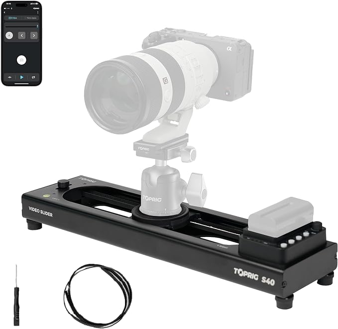 Accsoon Motorized Camera Slider, Adjustable 16''/40 cm Bluetooth Video Slider by toprig