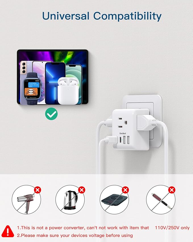 2 Pack European Travel Plug Adapter, International Power Plug Adapter - Image 6