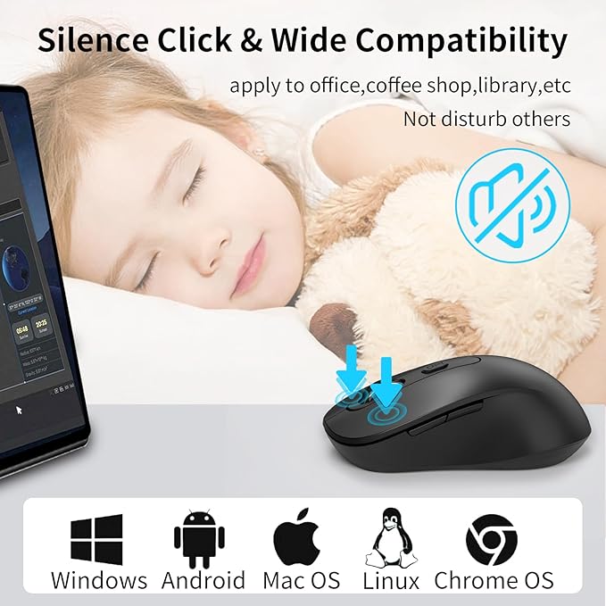 Wireless Mouse for Laptop, Chromebook, Silent Wireless Mouse - Image 3