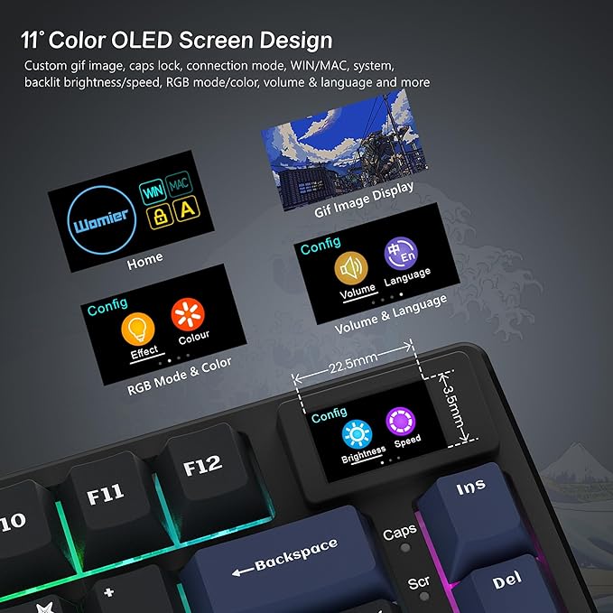 Womier S-K80 75% Keyboard with Color Multimedia Display Mechanical Gaming - Image 2