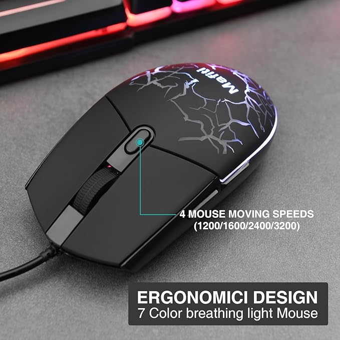 mafiti RK101 Computer Keyboard Mouse Combo Wired, RGB Backlit USB Keyboard - Image 4
