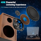Record Player Turntable with 40W Speakers and Bluetooth Output Input - Image 2