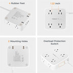 TESSAN Surge Protector Power Strip, 5 Ft Flat Plug Extension Cord - Image 7