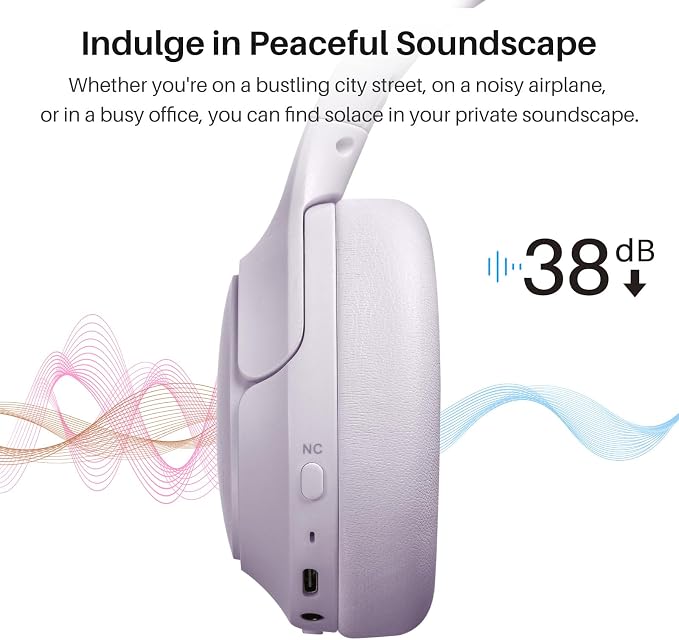 TOZO HT2 Hybrid Active Noise Cancelling Headphones, Wireless Over Ear Bluetooth - Image 3