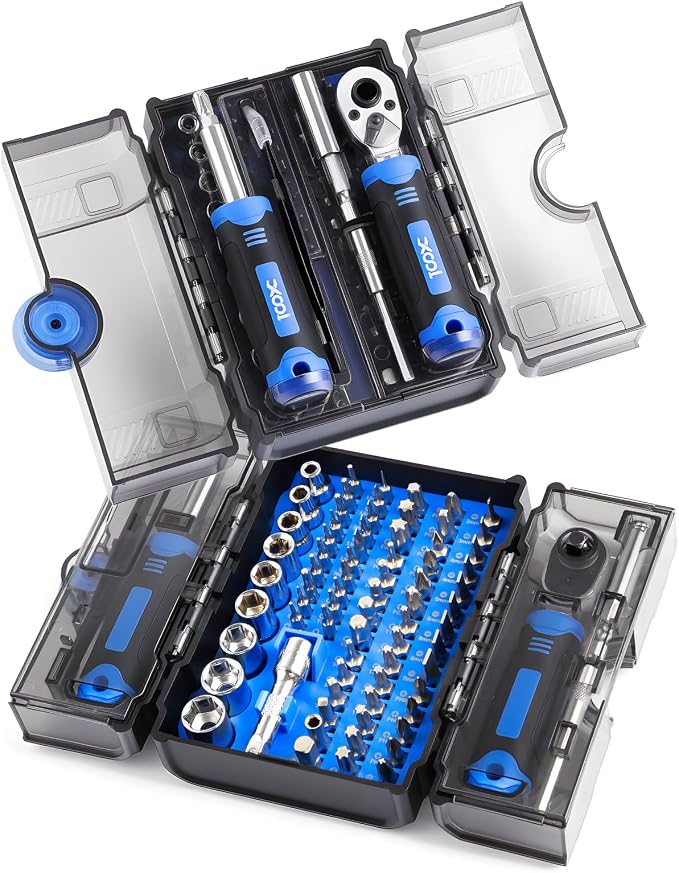 XOOL 78PCS Ratchet Screwdriver Set, Precision Bits, 1/4" Sockets, Magnetic Tools by XOOL