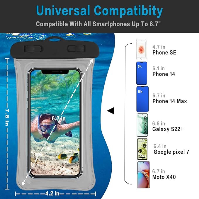 7 Pcs Waterproof Phone Pouch, Universal IPX8 Floating Waterproof Cell Phone - Image 2