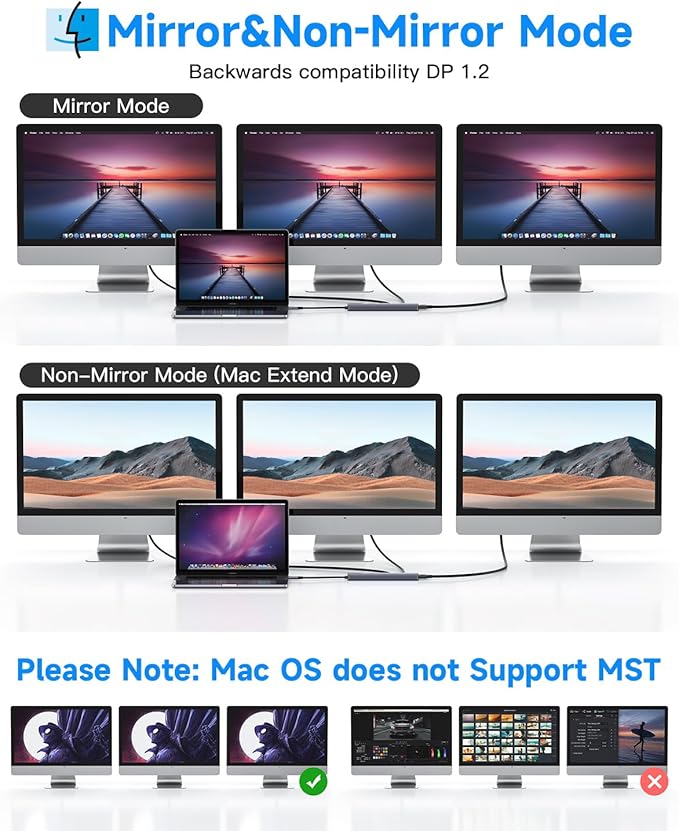 10Gbps USB C Hub, USB-C Laptop Docking Station, 8in1 Triple Display Docking - Image 6
