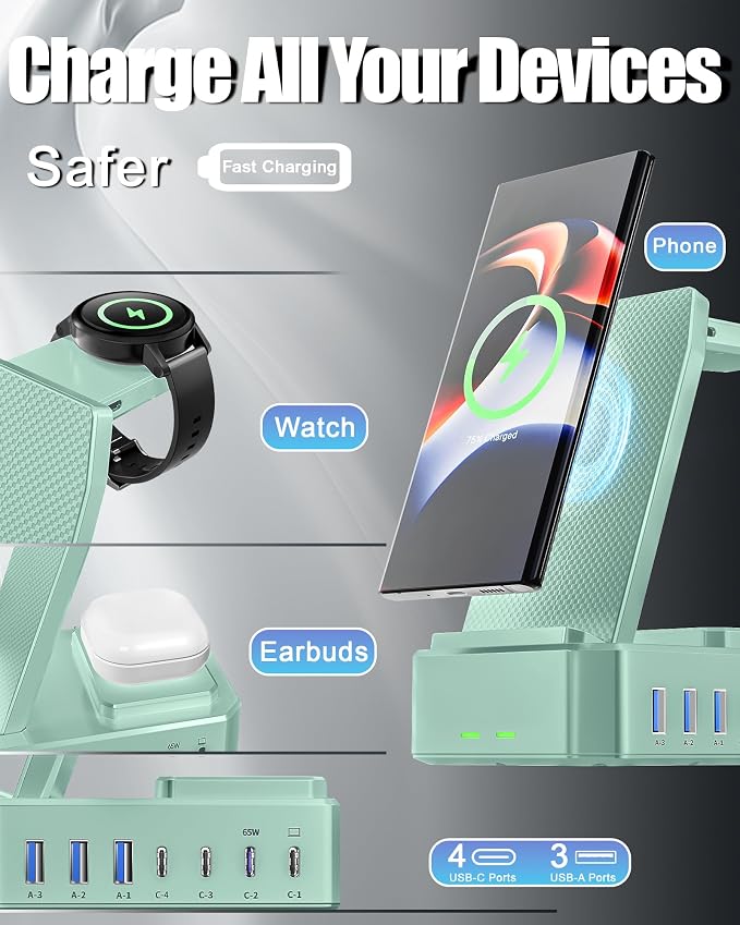 300W Wireless Charger for Samsung, Zutspzss 10 in 1 Wireless Charging Station - Image 2