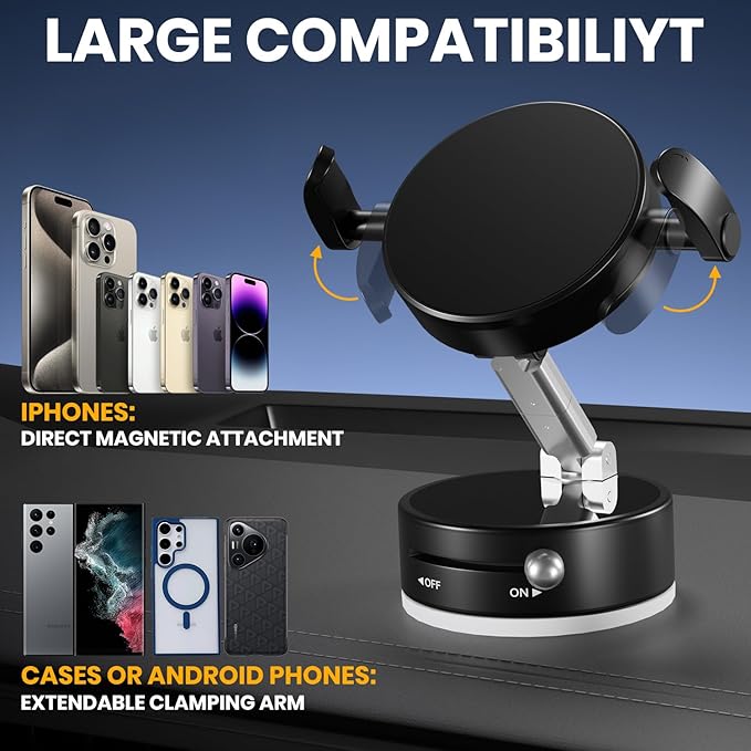 Upgraded 360° Adjustable Vacuum Magnetic Phone Holder, Vacuum Suction Magnetic - Image 2