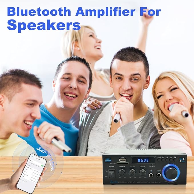 AK45 Stereo Home Audio Amplifier, 5.0 Mini Bluetooth Receiver, 300W *2 Blutooth - Image 5