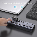 FIDECO 60W Powered USB Hub for Laptop and PC, 10-Port 10Gbps USB Splitter - Image 6