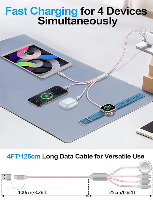 2 Pack Charging Cable for Apple Watch Charger/Samsung/iPhone Charger, - Image 3