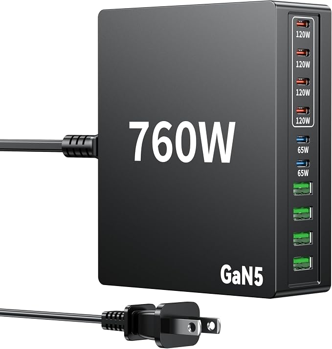 760W USB C Charger Block, 10 Port Fast Charging Station Hub Brick PD 100W Gan by Unknown