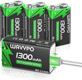 1300mAh Rechargeable 9V Batteries, 9 Volt Lithium-ion Batteries Long Lasting by WAVYPO